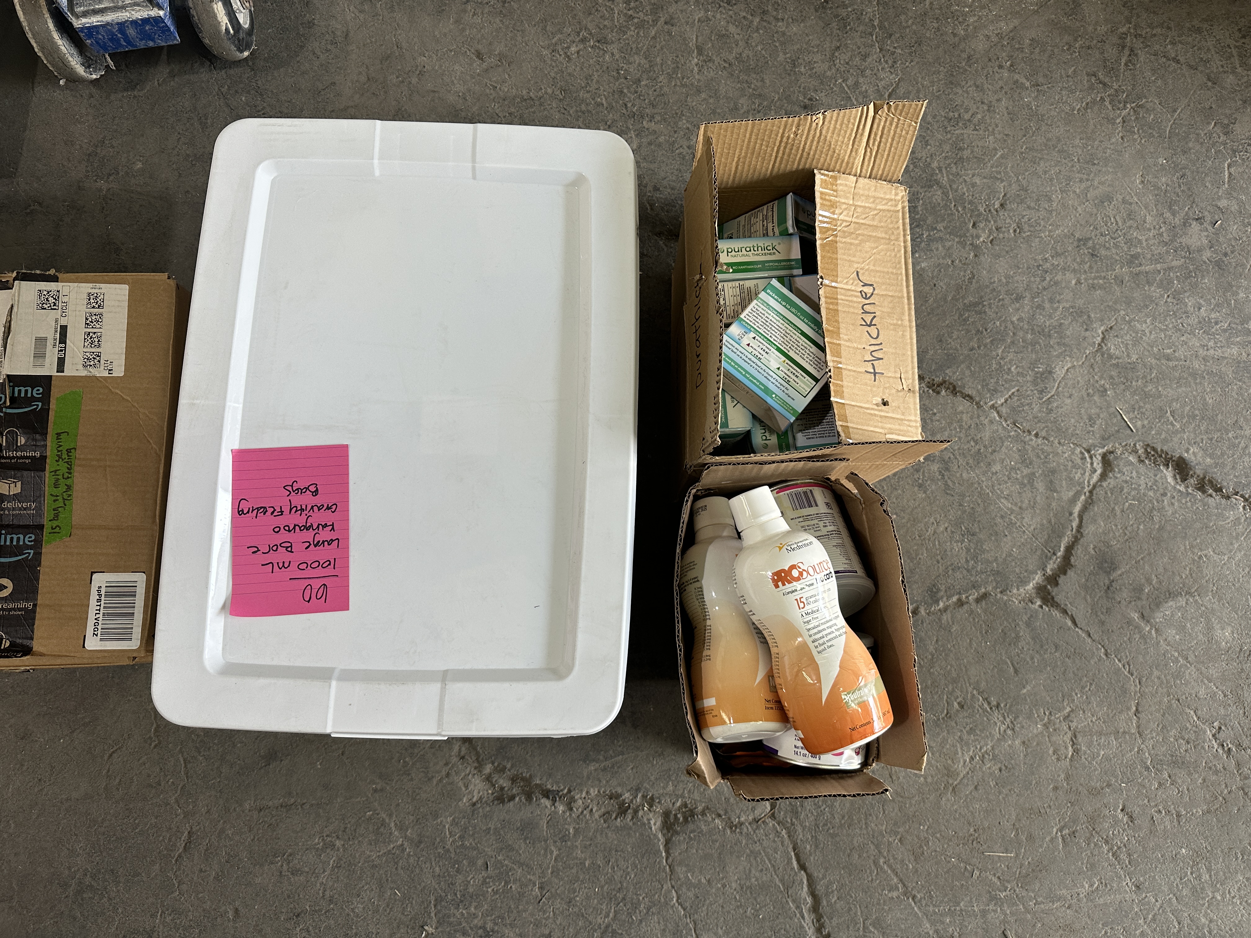 Labeled boxes of medical supplies